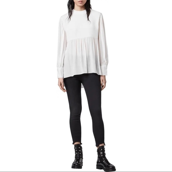 ALLSAINTS Fayre Ruffle Hem Blouse Top S - Picture 12 of 12